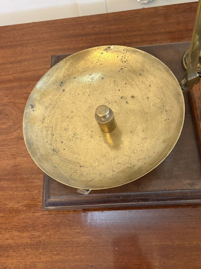 Antique Victorian Apothecary Balance Scales Brass Mahogany Day & Millward Complete with Weights - Image 13